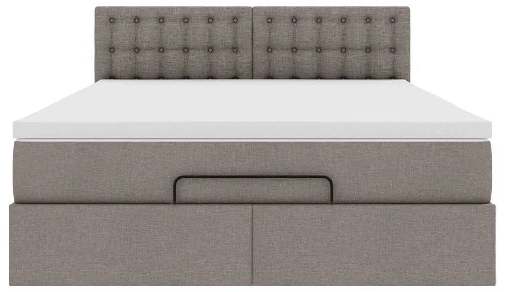 Cama otomana com colchão 140x200 cm tecido cinza