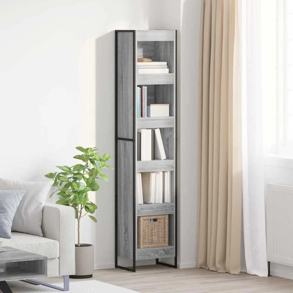 vidaXL Gabinete de Livros Cinza Sonoma 80 x 30 x 155 cm