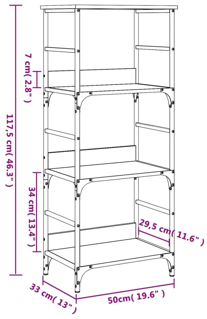 Estante 50x33x117,5 cm derivados de madeira cinzento sonoma