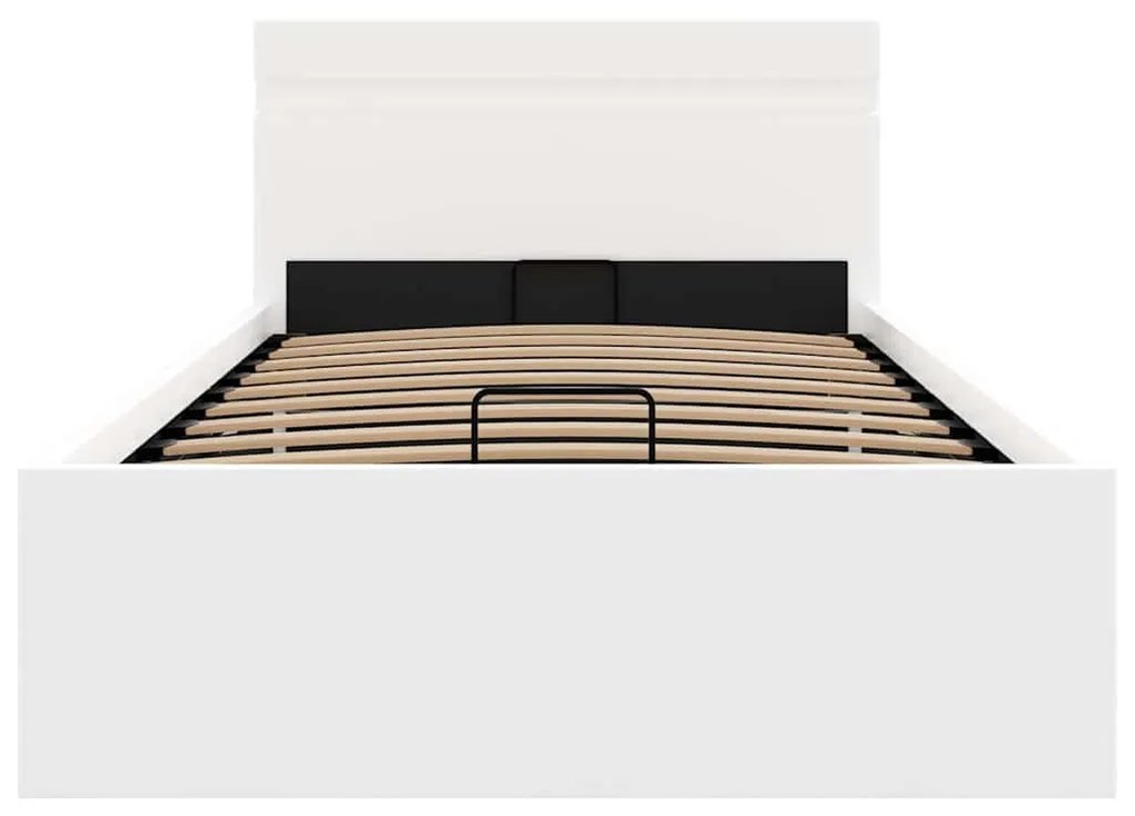 Cama hidráulica c/ arrumação LED 100x200cm couro artifi. branco