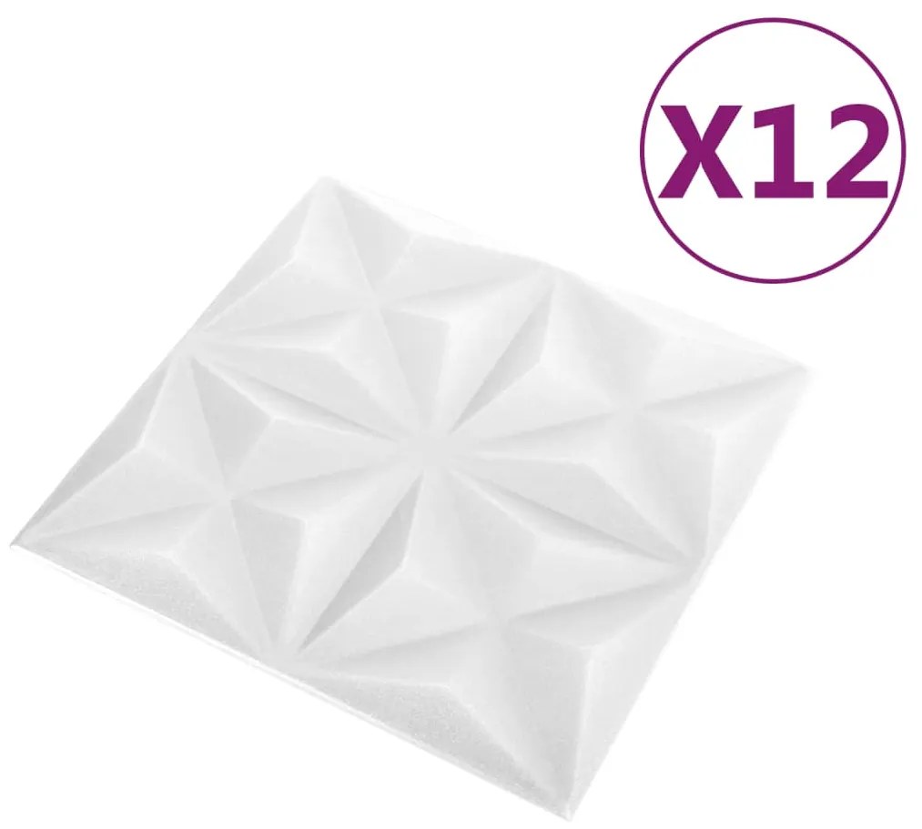 Painéis de parede 3D 12 pcs 50x50 cm 3 m² origami branco