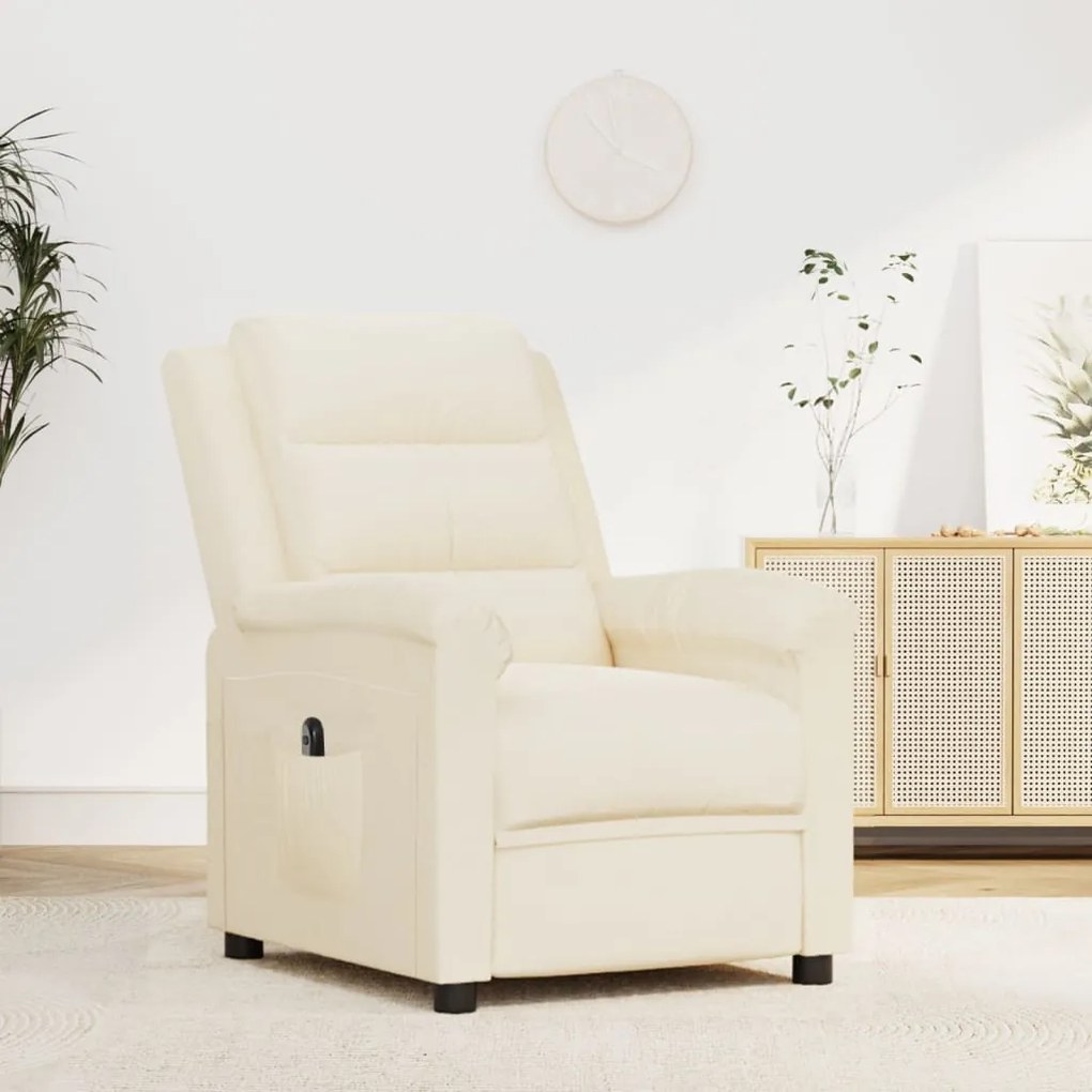 vidaXL Poltrona de massagens reclinável veludo cor creme