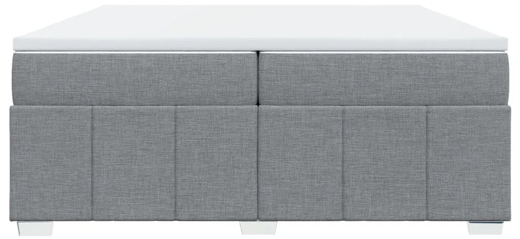 Cama com molas/colchão 200x200 cm tecido cinza-claro