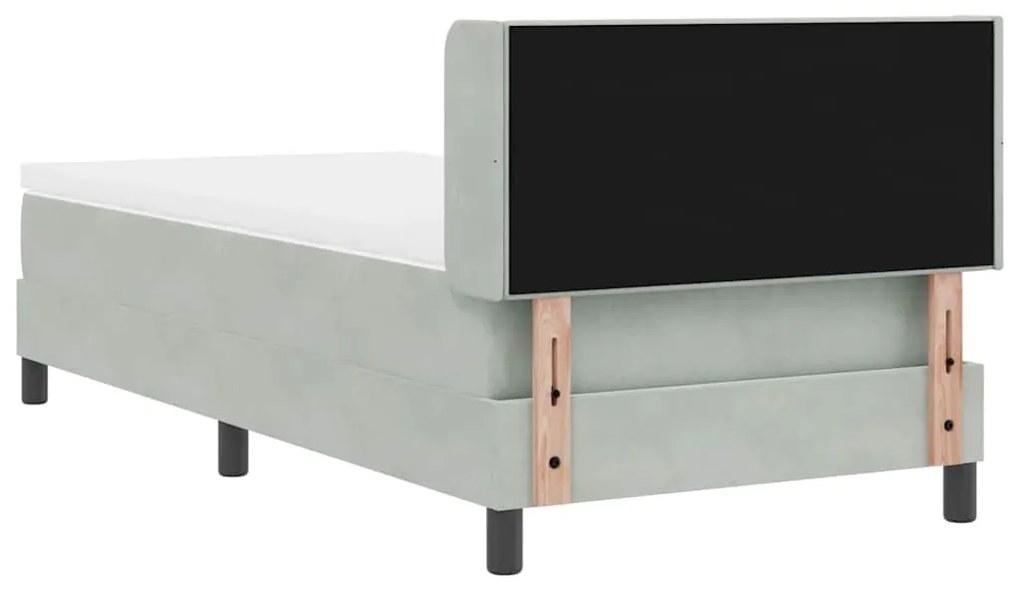Cama Box Spring com Colchão Cinza Claro 90x200 cm Veludo