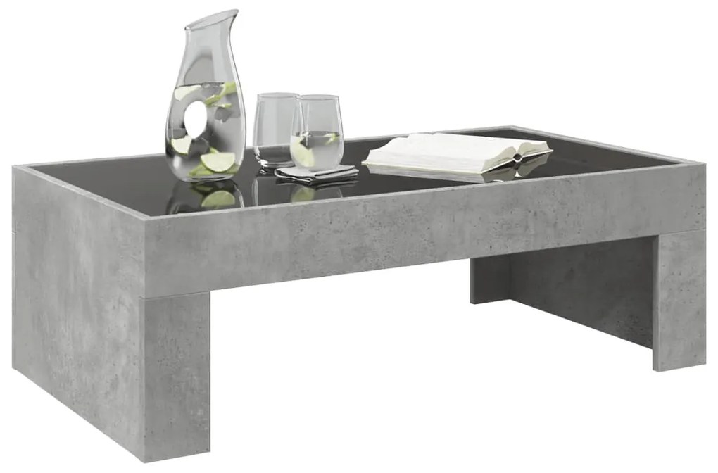 Mesa de centro luzes LED Infinity 90x50x30 cm cinzento cimento