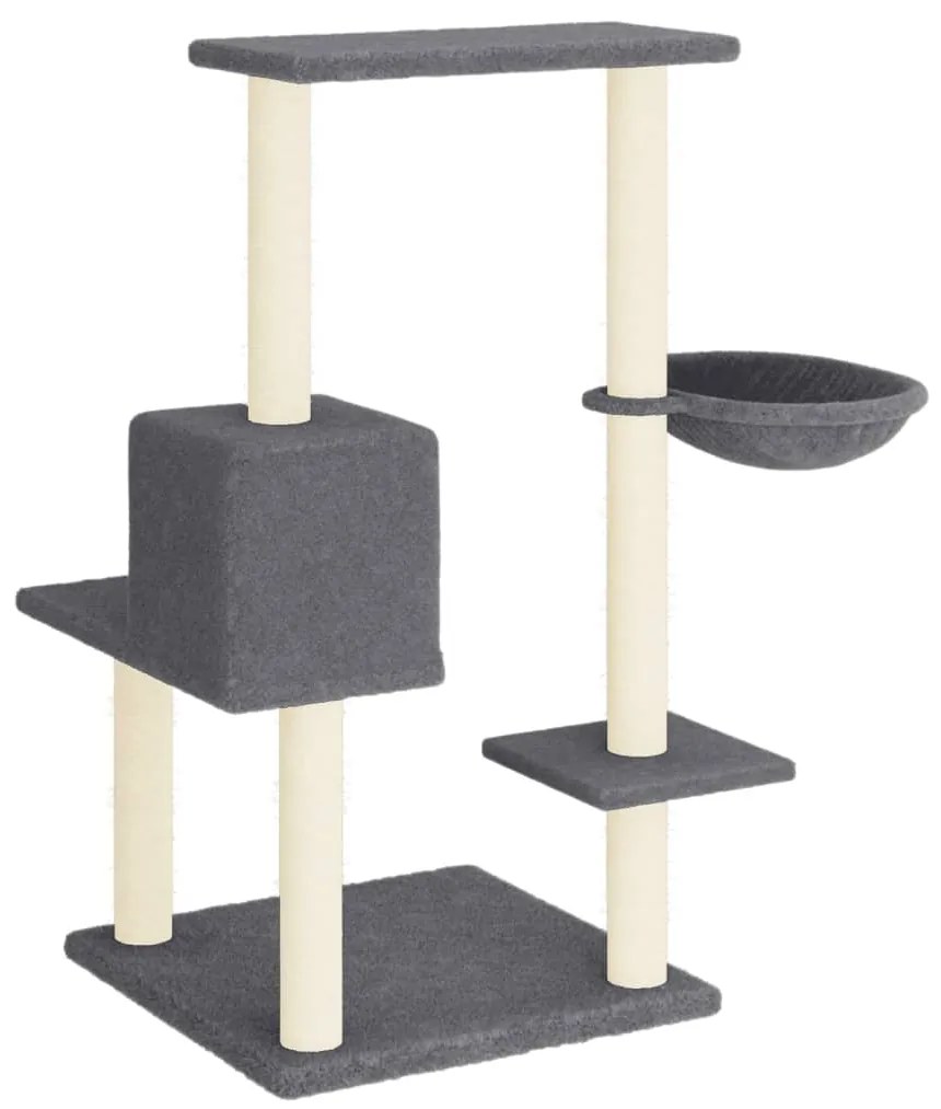 Árvore p/ gatos c/ postes arranhadores sisal 95 cm cinza-escuro