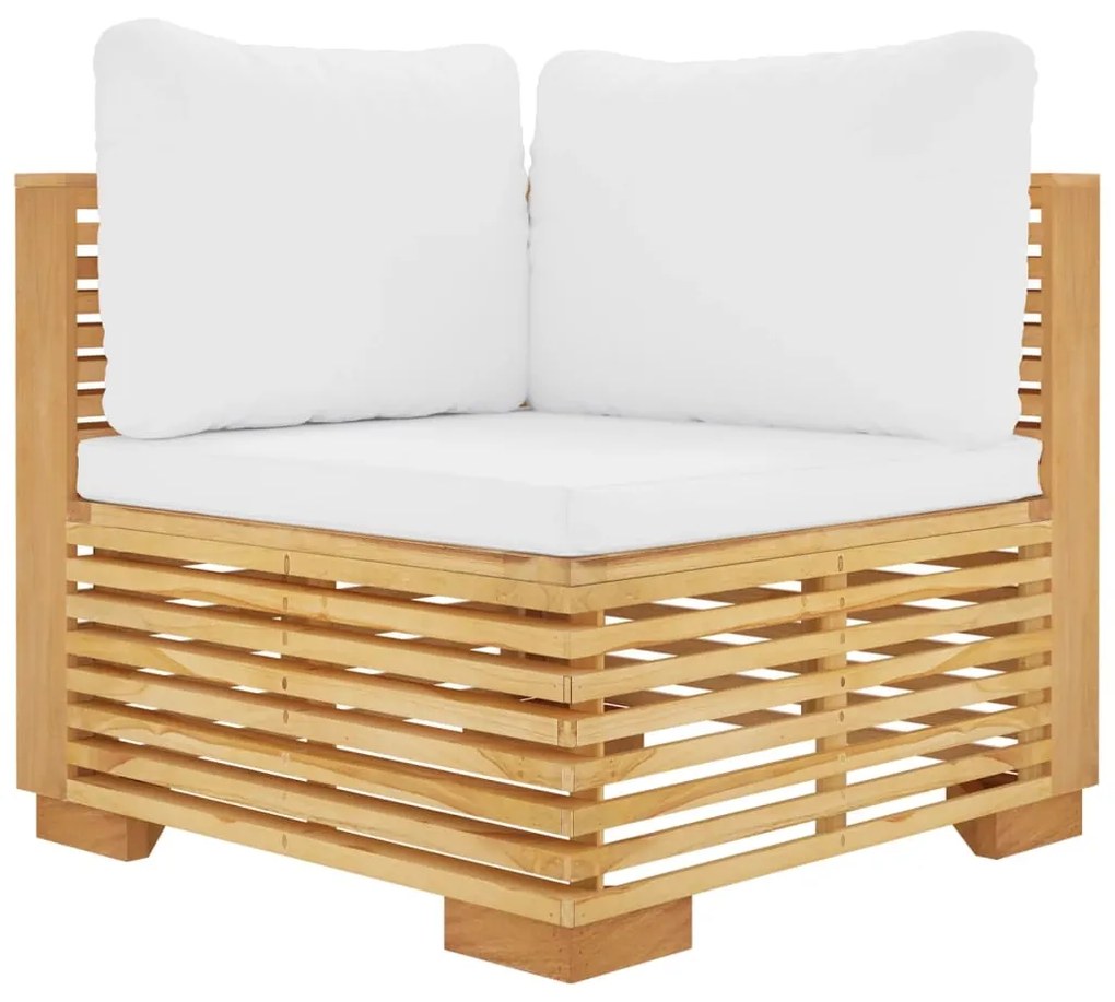 3 pcs conjunto lounge jardim c/ almofadões madeira teca maciça