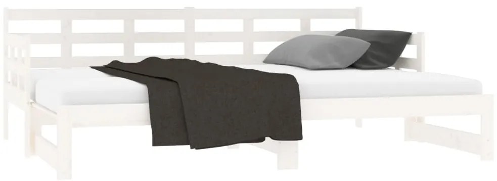 Estrutura sofá-cama de puxar pinho maciço branco 2x(90x190) cm