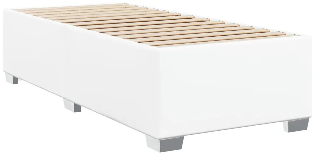 Cama com molas/colchão 90x190 cm couro artificial branco