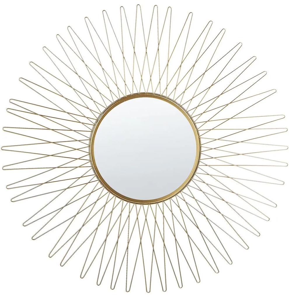 Espelho de parede redondo em metal dourado ø 70 cm SAUMUR Beliani