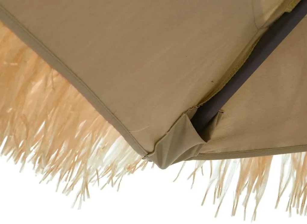 Guarda-sol c/ luzes LED e poste de aço 223x223x213 cm castanho
