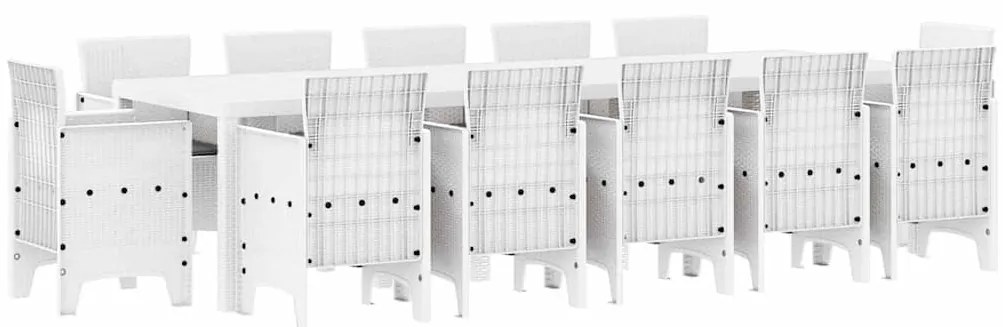 Conjunto de Jantar para Jardim 13 pcs Branco Grande Polyrattan