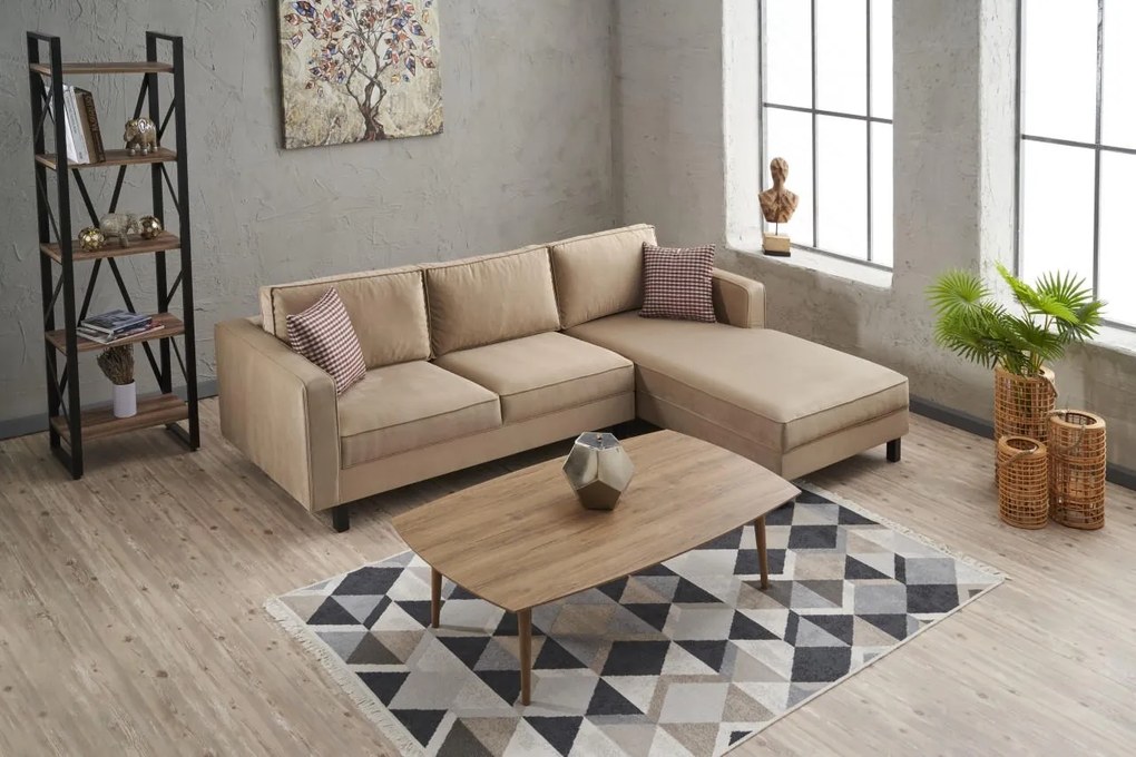 Sofá de Canto Kale – Creme – 258x83x181 cm