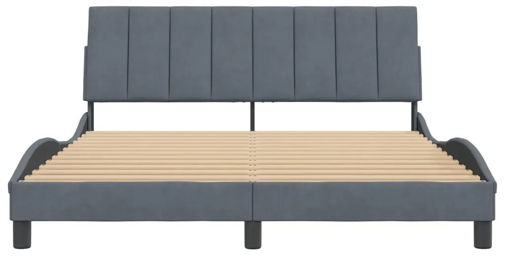 Estrutura de cama sem colchão 160x200 cm veludo cinzento-escuro