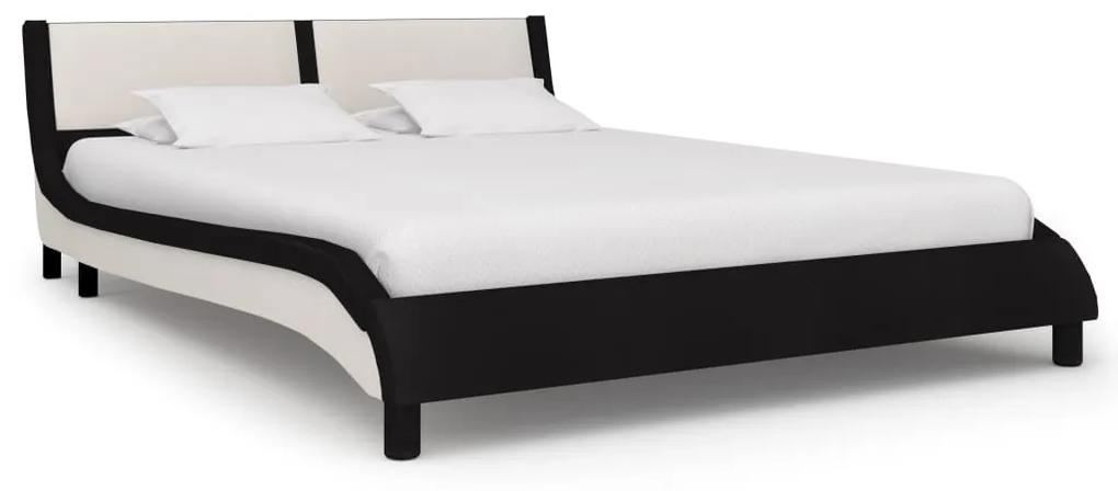 280343 vidaXL Estrutura de cama 120x200 cm couro artificial preto e branco
