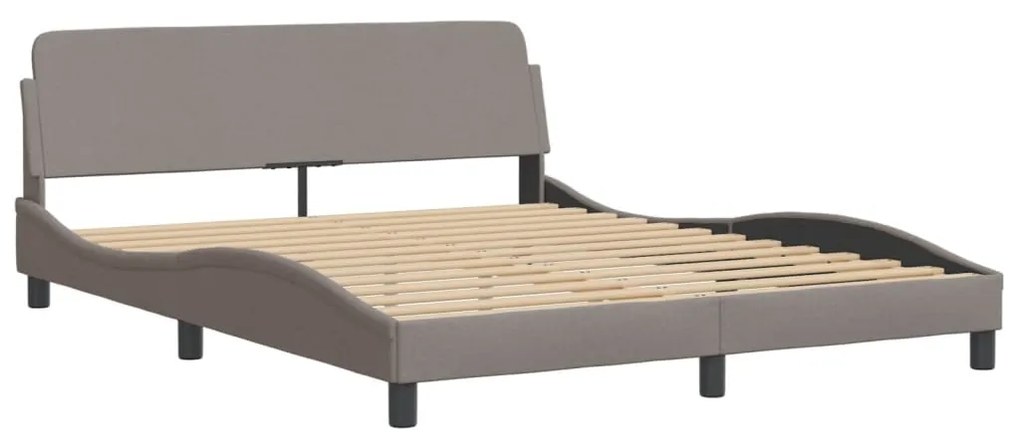 Cama sem colchão 160x200 cm tecido castanho-acinzentado