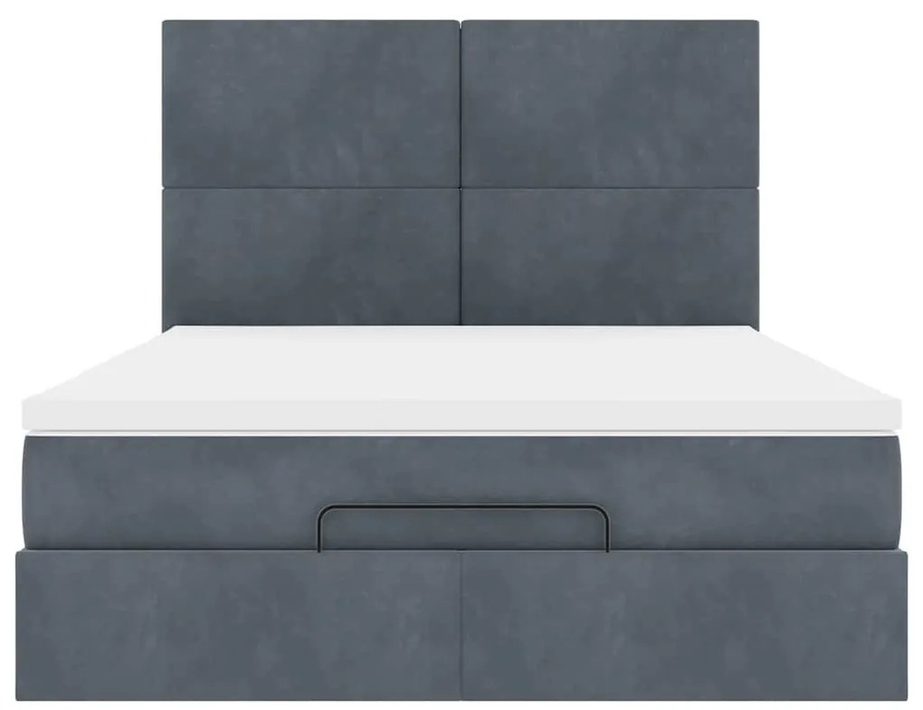 Estrutura cama otomana com colchões 140x190cm cinzento escuro
