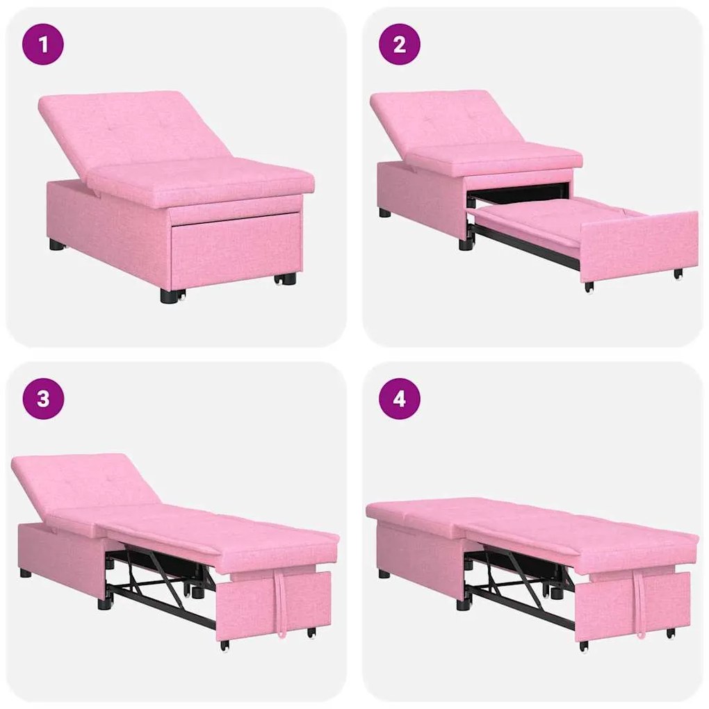 Sofá Cama 3 em 1 Rosa
