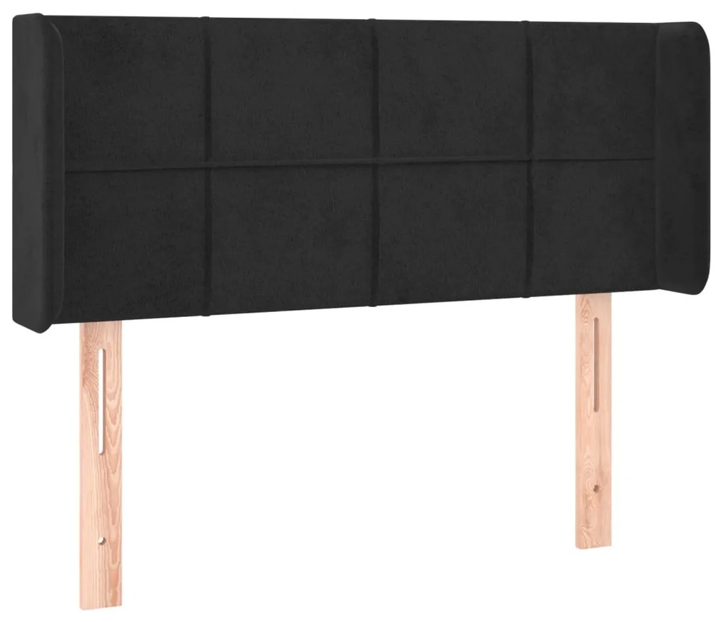 Cabeceira de cama c/ luzes LED veludo 83x16x78/88 cm preto