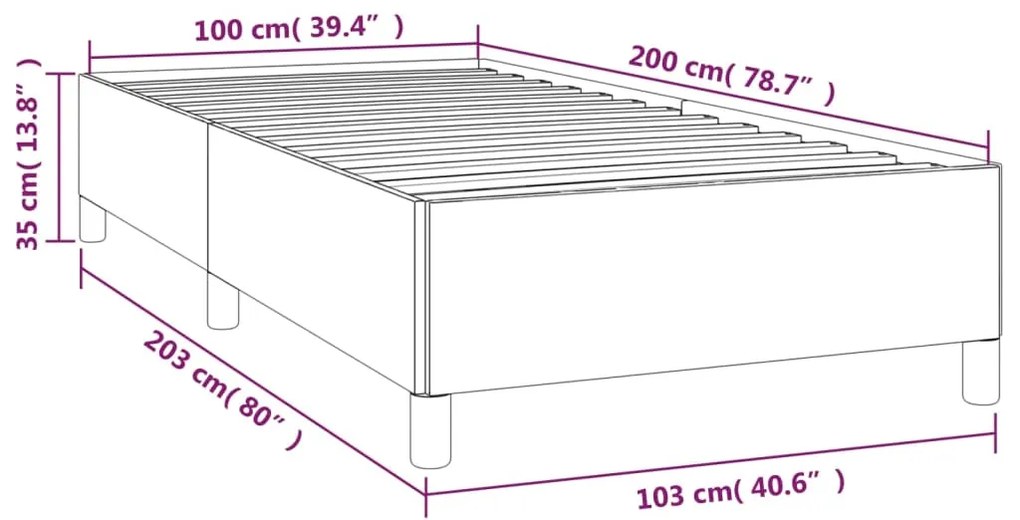 Estrutura de cama 100x200 cm tecido castanho-escuro