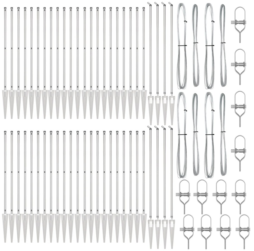 Posts de Cerca vidaXL com Ponta 52 pcs Ø32 mm 170 cm Aço Galvanizado