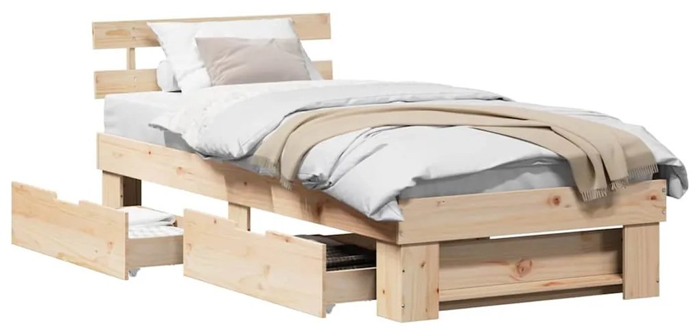 Estrutura da Cama Castanho 90 x 190 cm Madeira de Pinheiro