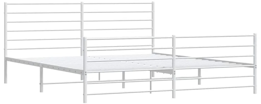 Estrutura de cama com cabeceira e pés 183x213 cm metal branco
