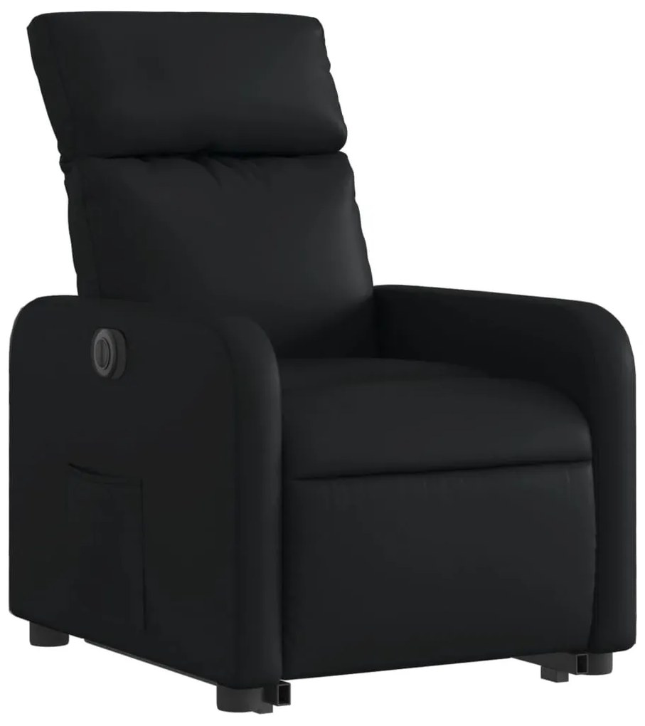 Poltrona reclinável elevatória elétrica couro artificial preto