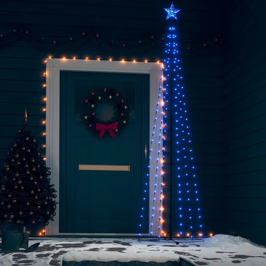 328709 vidaXL Árvore de Natal em cone c/ 136 luzes LED 70x240 cm azul