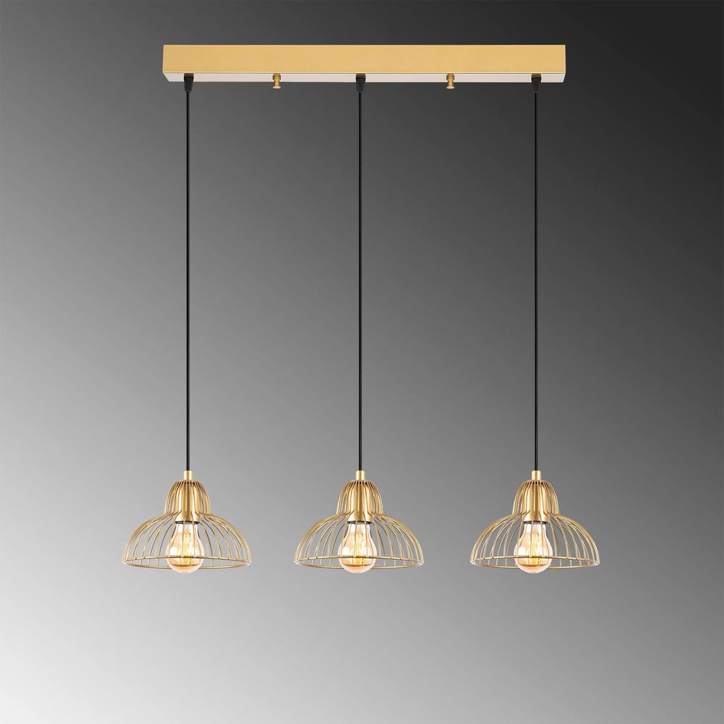 Candeeiro Suspenso Dopo – Ouro Brilhante – 70 x 20 x 114 cm
