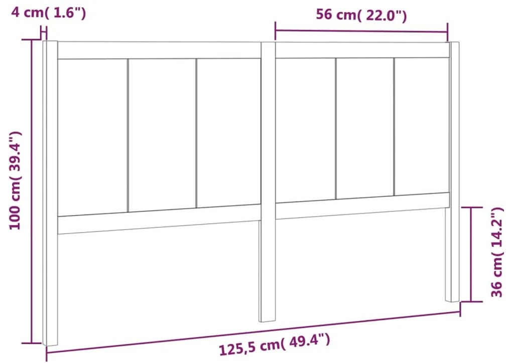 Cabeceira de cama 125,5x4x100 cm pinho maciço preto