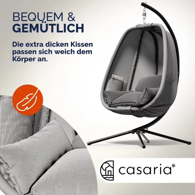 Cadeira suspensa Alvie 190 x 140 x 110 cm Cinzento