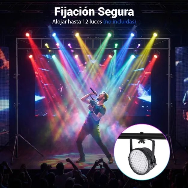 Suporte de iluminação para DJ em metal, altura ajustável em 10 níveis, 2 tripés dobráveis, 12 pontos de fixação, para montagem em concertos, palcos e
