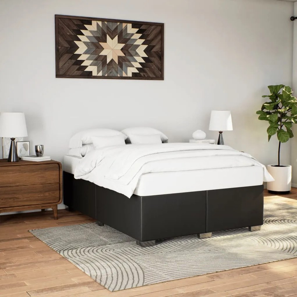 Estrutura de cama 160x200 cm couro artificial preto