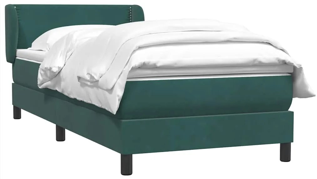 Cama com molas/colchão verde-escuro 80x220 cm veludo