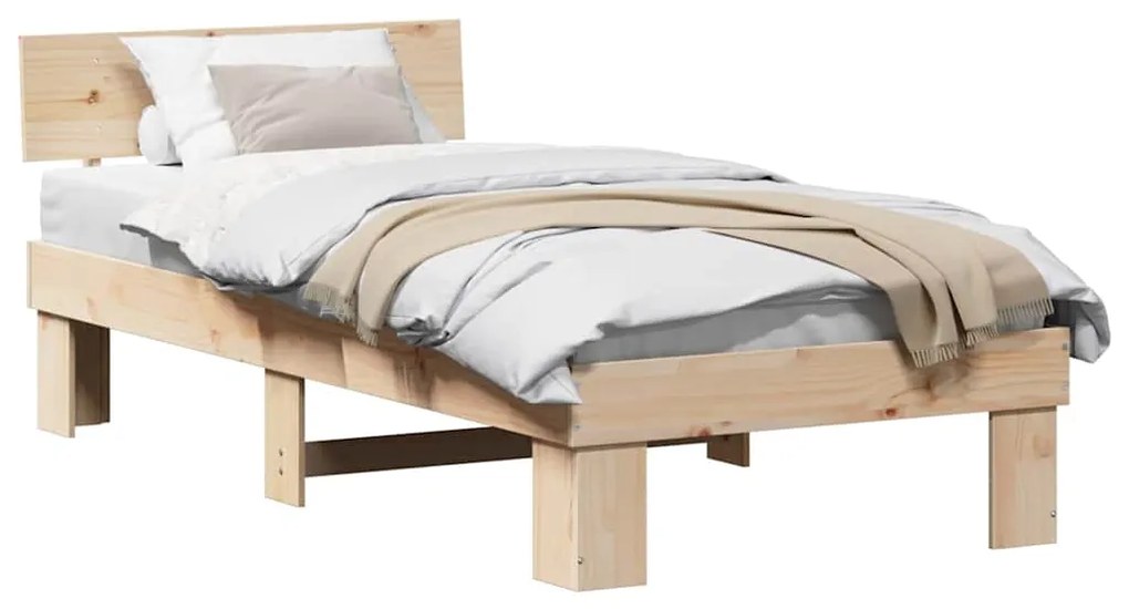 Estrutura da Cama com cabeceira Castanho 90 x 190 cm