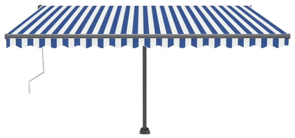 Toldo autom. LED e sensor de vento 400x300 cm azul e branco