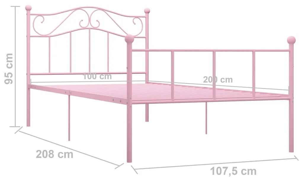 Estrutura de cama 100x200 cm metal rosa