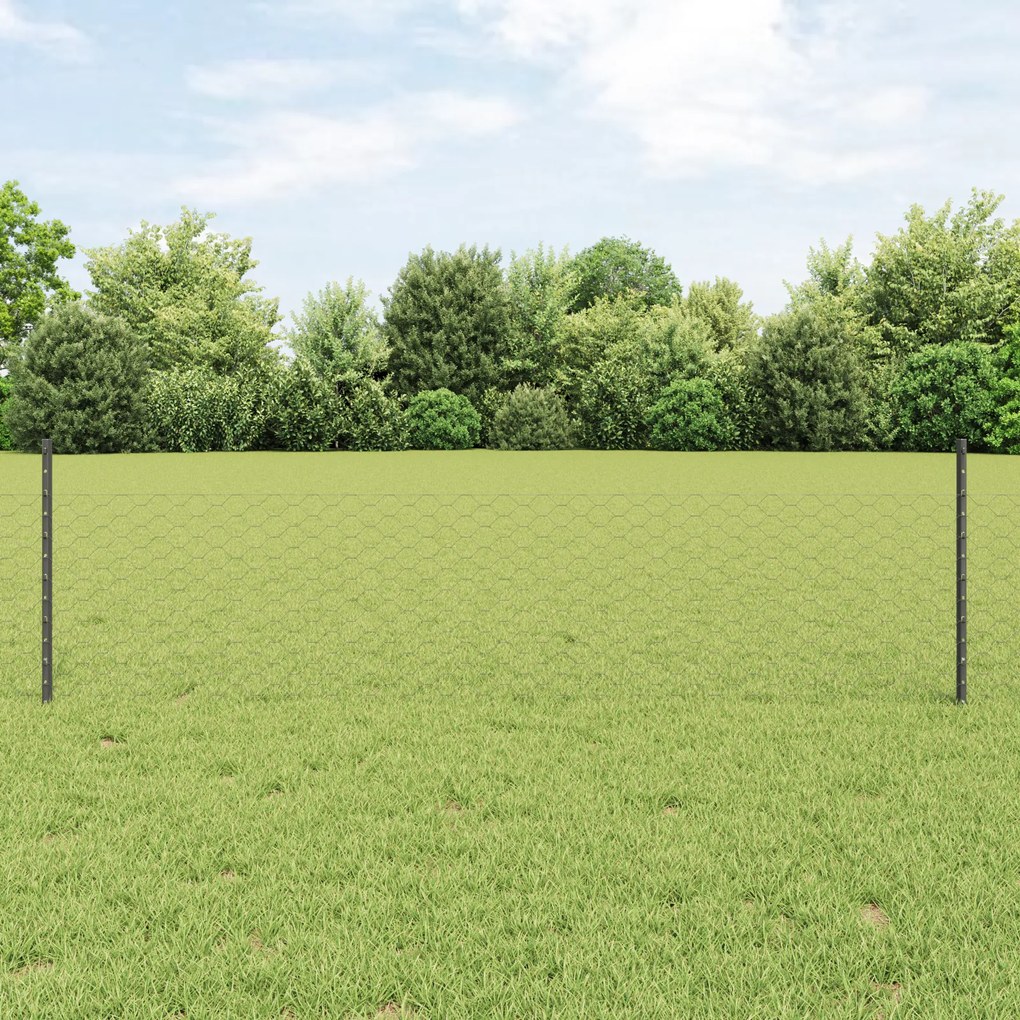 Postes de Cerca vidaXL 11 pcs U-Channel Cinza 60 cm Aço
