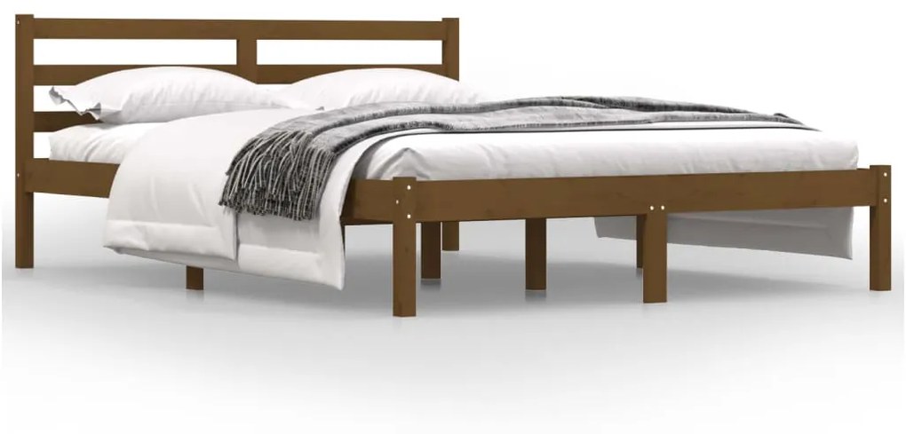 Estrutura de cama pequena casal 120x190cm pinho maciço castanho