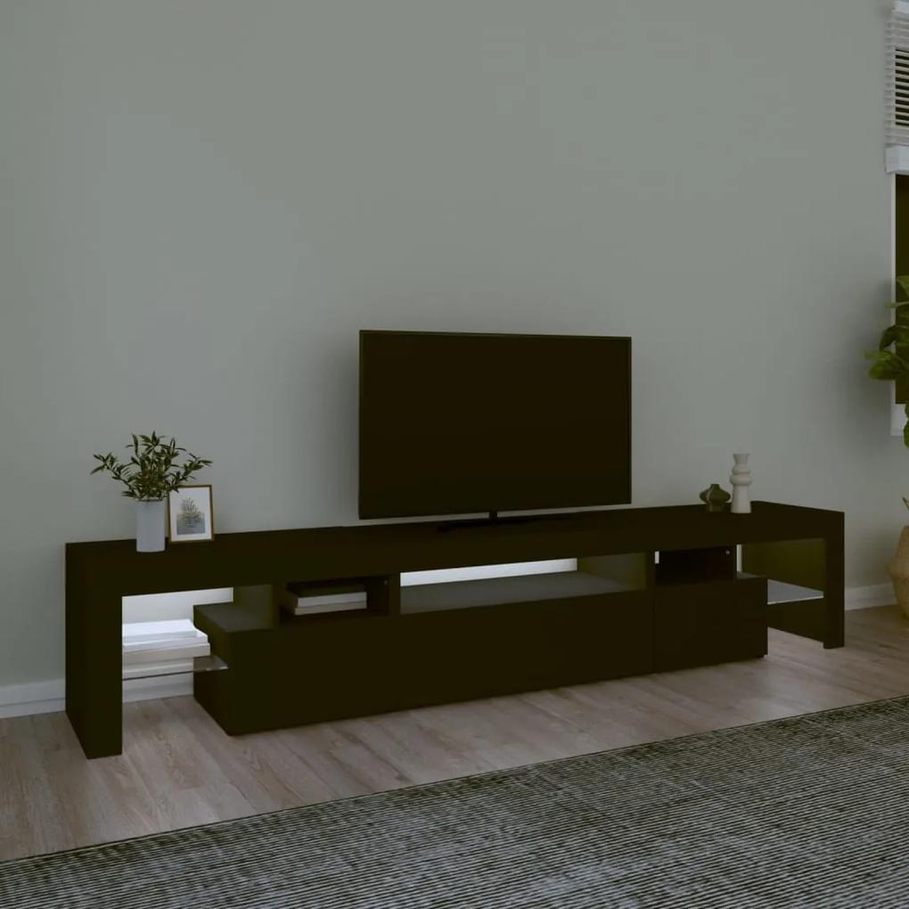 Móvel de TV com luzes LED 215x36,5x40 cm preto