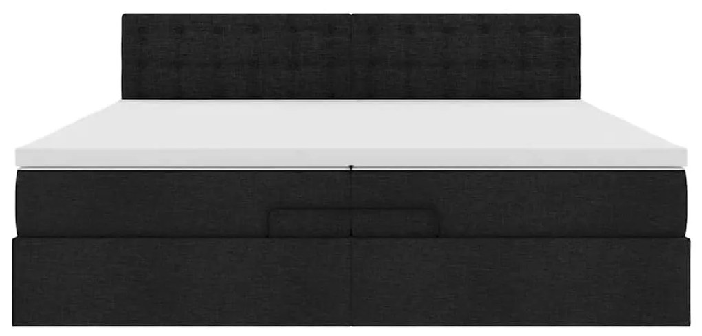 Estrutura de cama otomana com colchão 200x200 cm tecido preto