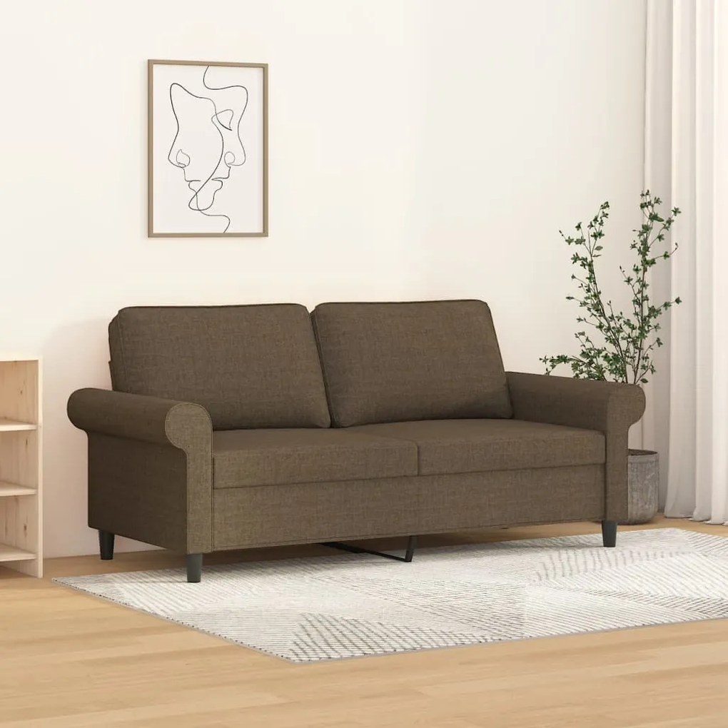 349196 vidaXL Sofá de 2 lugares tecido 140 cm castanho