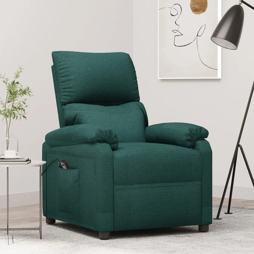 Poltrona elétrica reclinável tecido verde-escuro