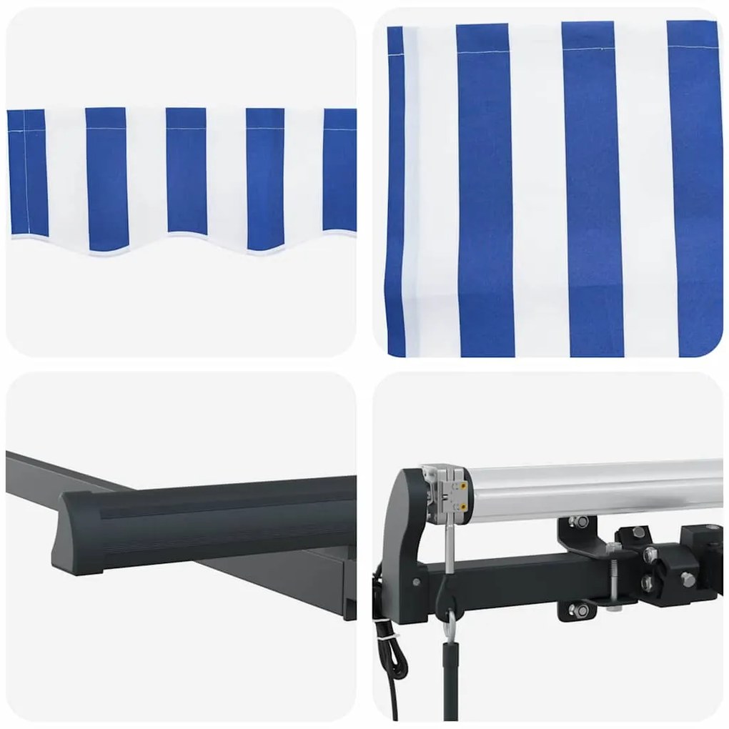 Toldo Retrátil Azul e Branco Antracite 400 x 200 cm