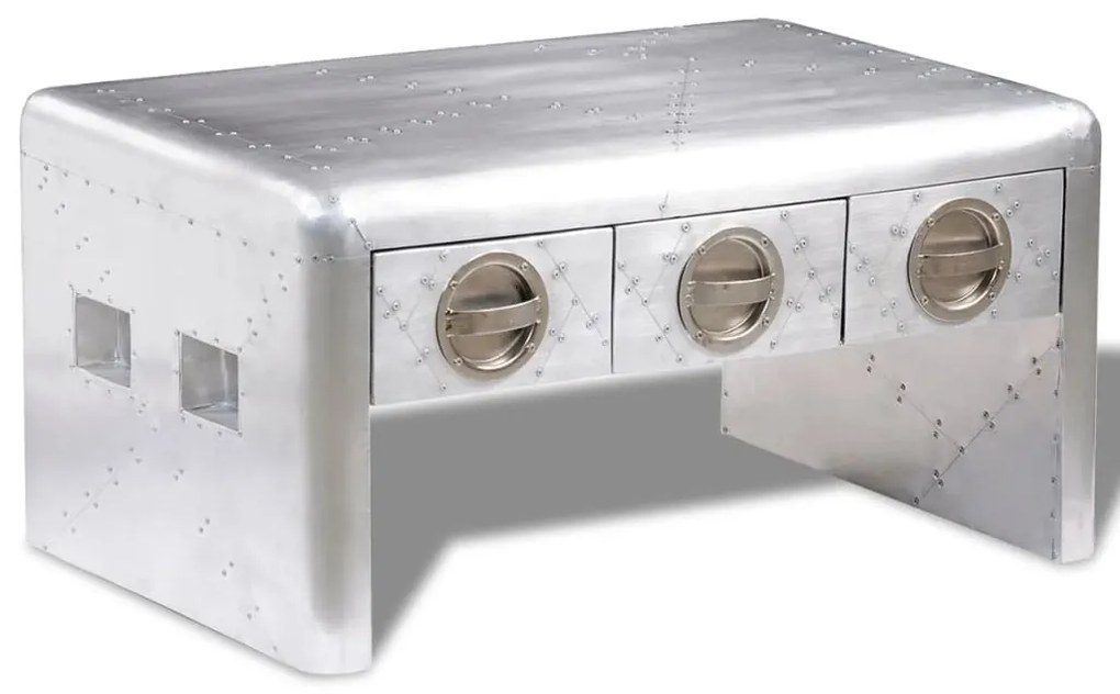 Mesa de centro aviador c/ 3 gavetas piloto de aeronave vintage