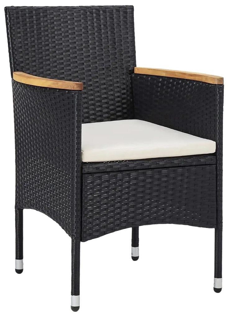 3 pcs conjunto de jantar para jardim preto
