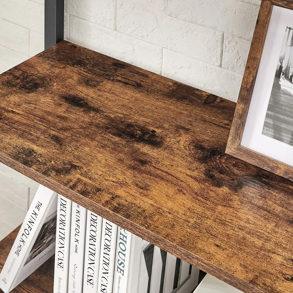 Estante de arrumação com 5 níveis 80 x 30 x 153 cm Castanho Vintage-preto