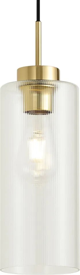 Candeeiro Pendente Art Deco Dourado com Vidro Transparente para Sistema de Calha Monofásico - Iconic Laura