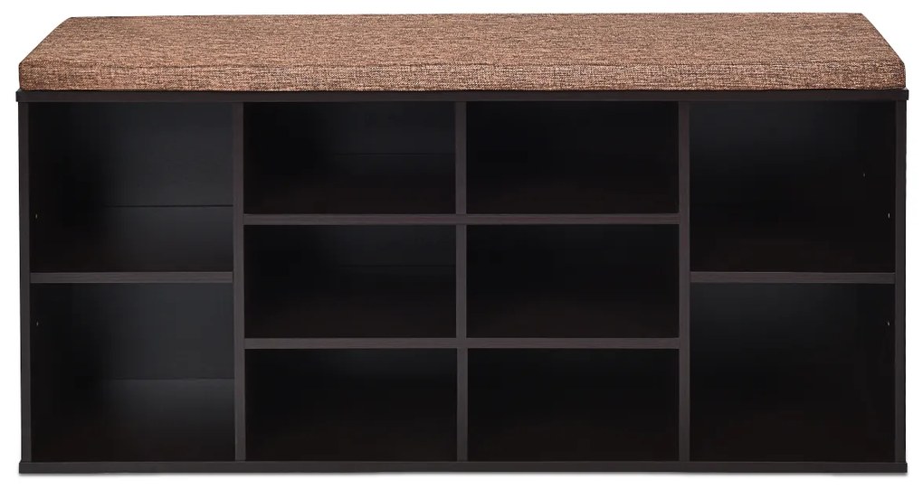 Banco Sapateira 104 x 30 x 48 cm com assento acolchoado Banco para trocar os sapatos Entrada Quarto Sala Castanha